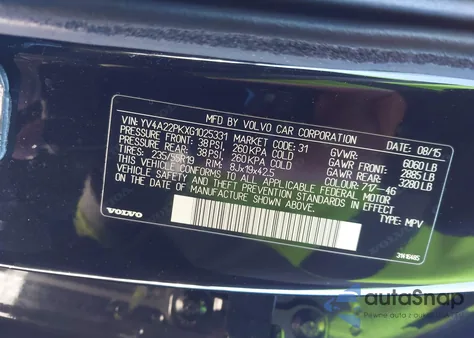 2016 Volvo Xc90 T6 Momentum z USA, uszkodzony, nr VIN YV4A22PKXG1025331